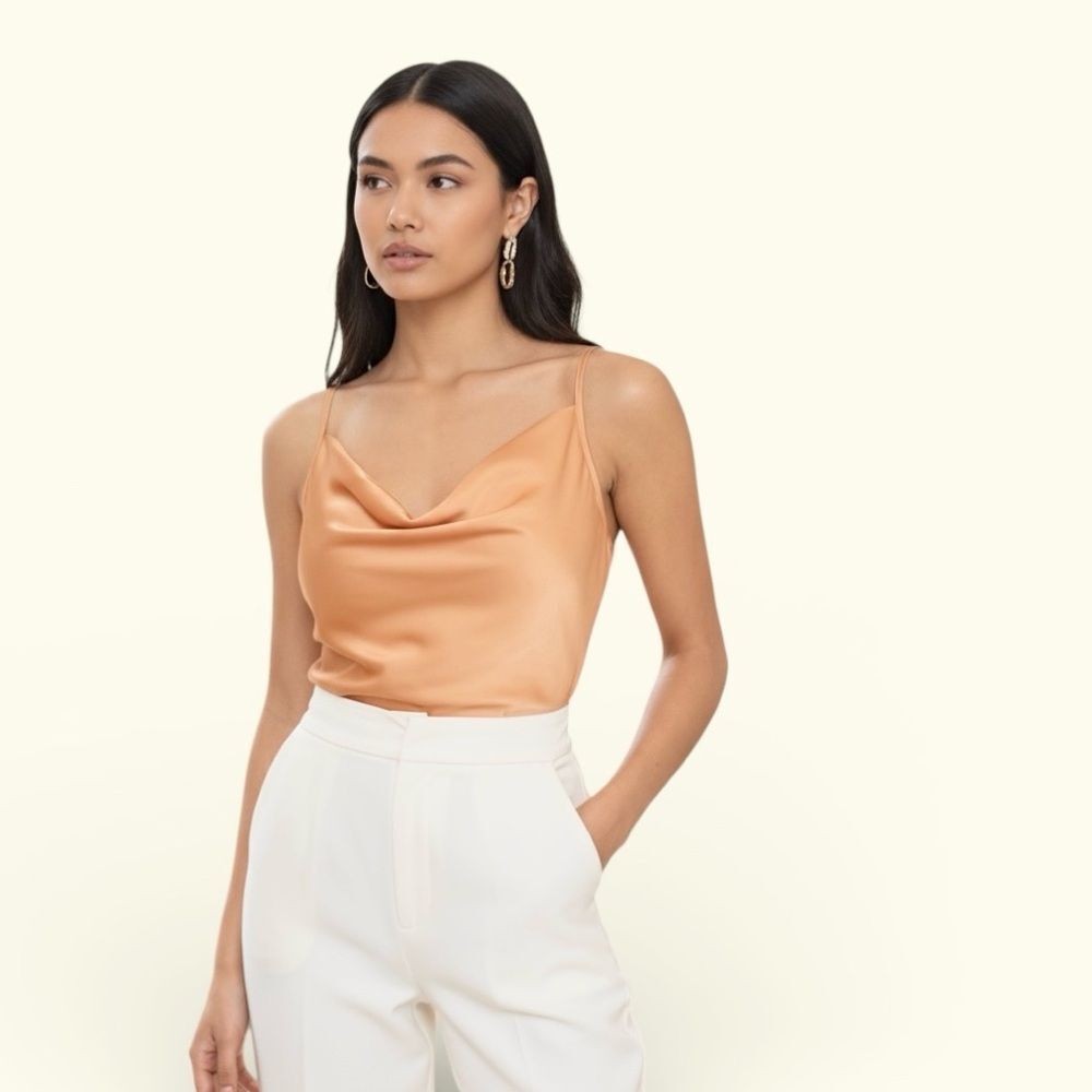Peach Cowl Neck Cami Camisole Top